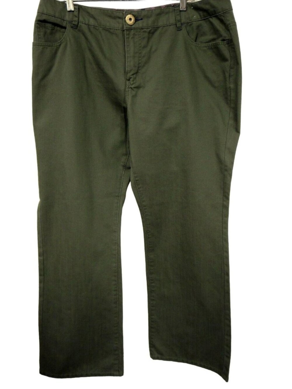 Avenue Wide Leg Classic Jeans Sz 16 Army Green 100% Cotton 5 Pocket Minimalist